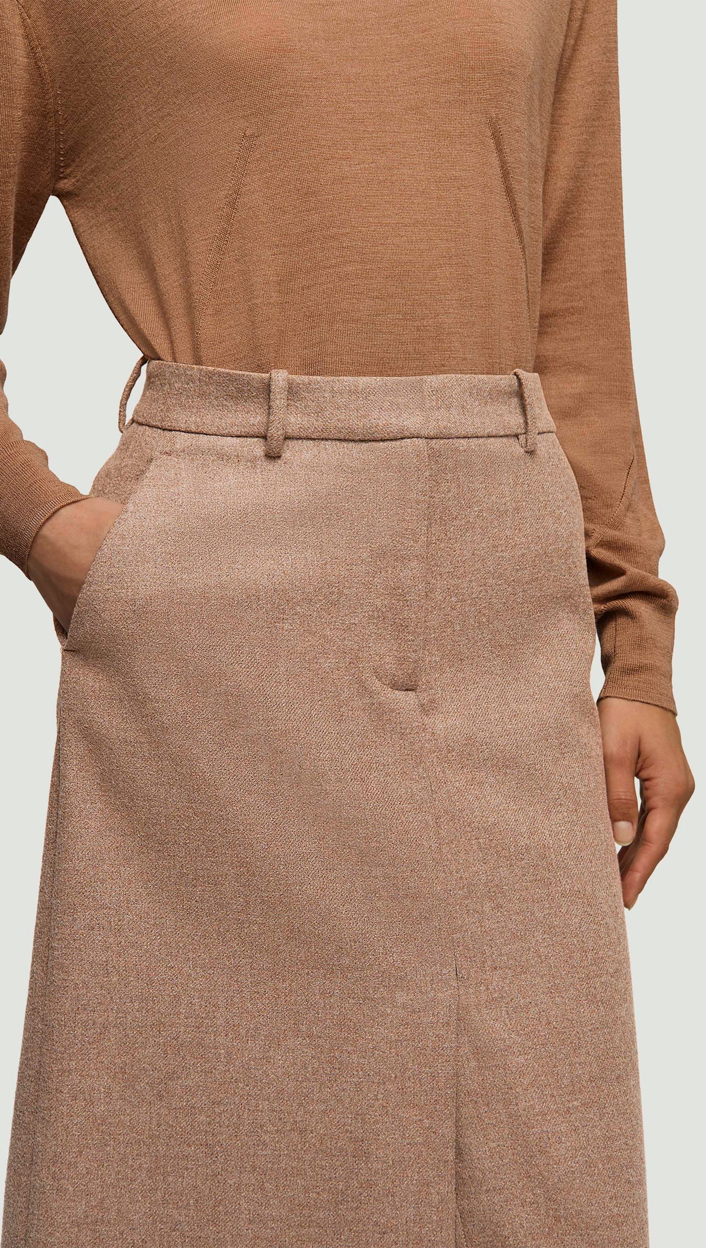 Tailored Skirt in Double-Faced Wool | Oat