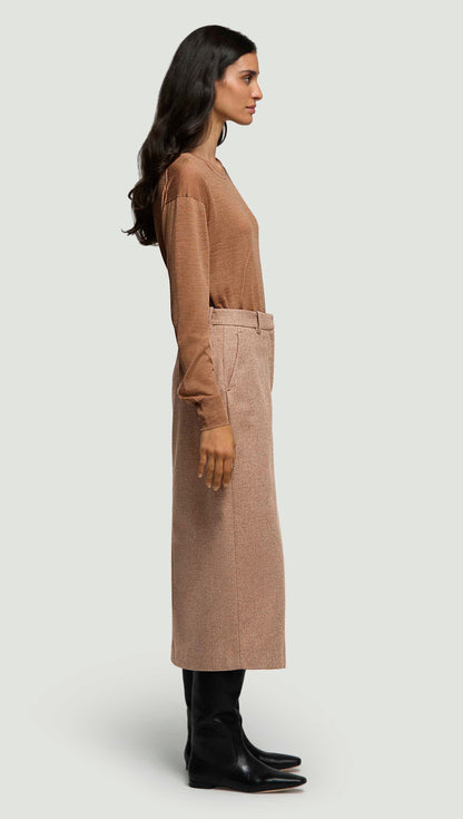 Tailored Skirt in Double-Faced Wool | Oat