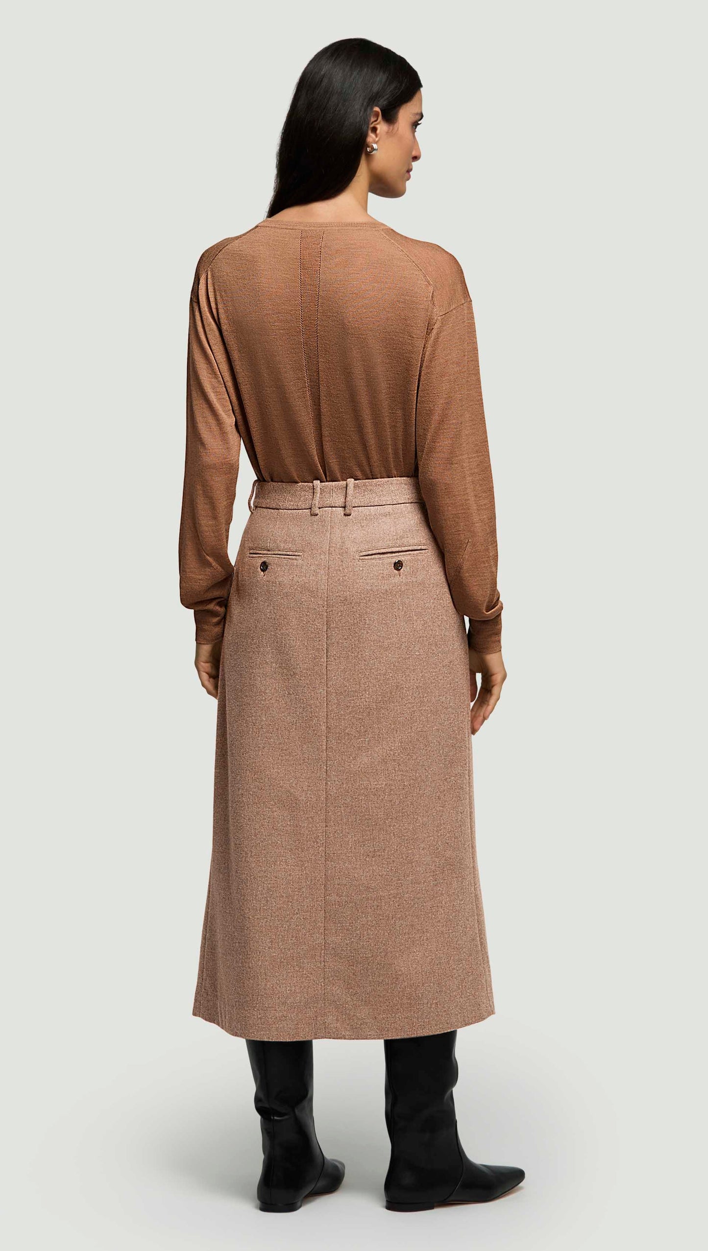 Tailored Skirt in Double-Faced Wool | Oat