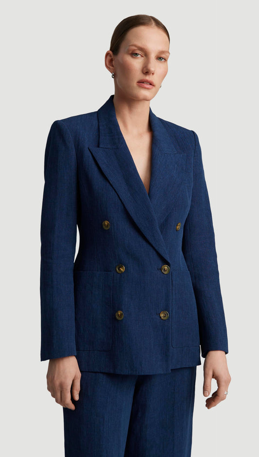 Chelsea Blazer in Linen | Denim