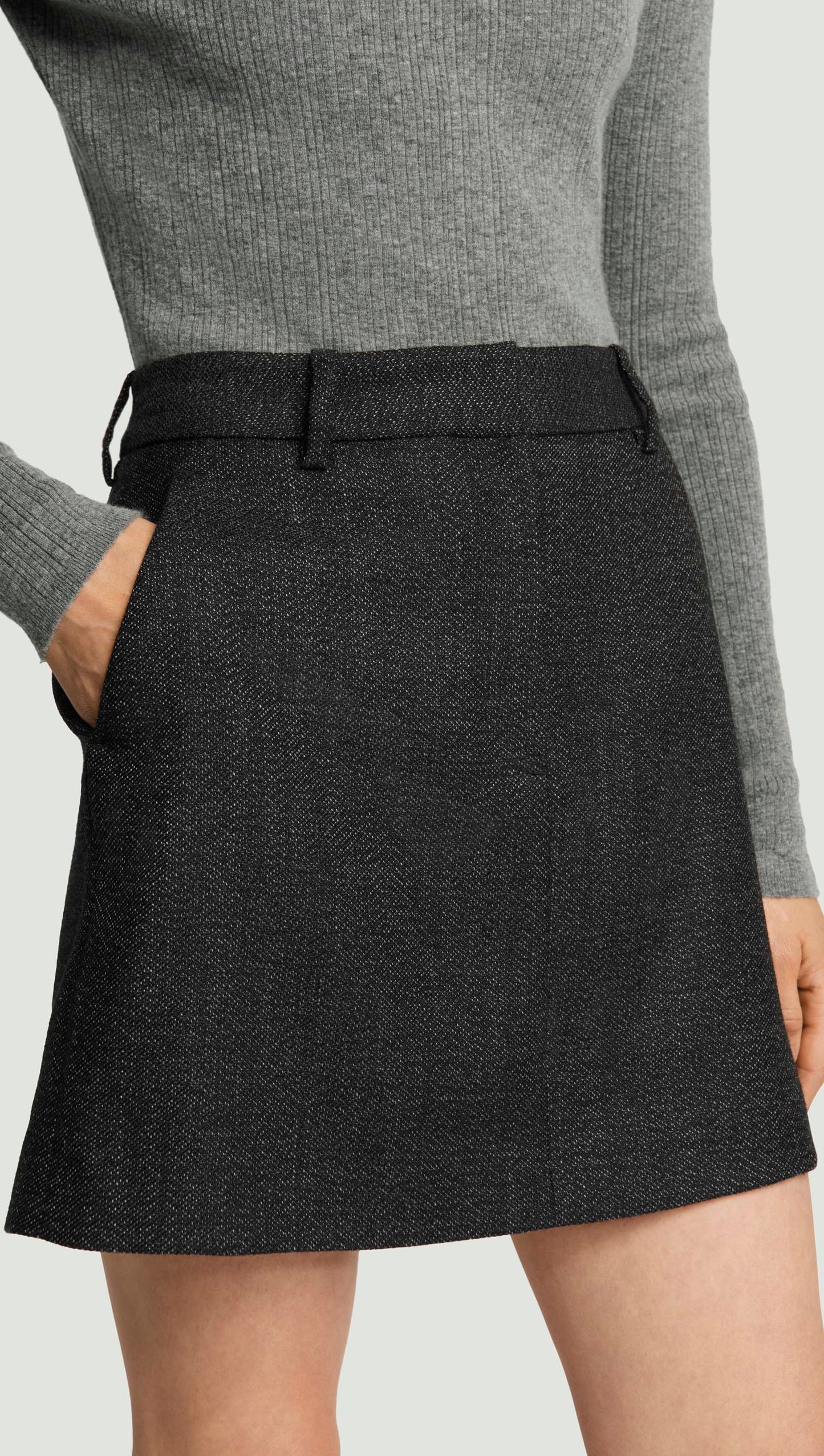 Mini Tailored Skirt in Tweed | Chocolate/Blue