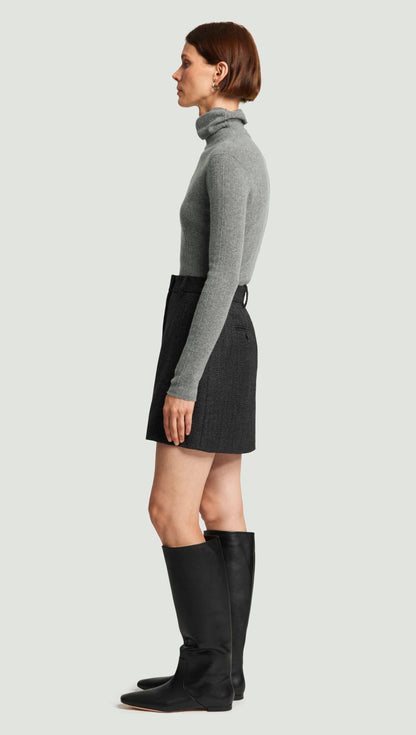 Mini Tailored Skirt in Tweed | Chocolate/Blue