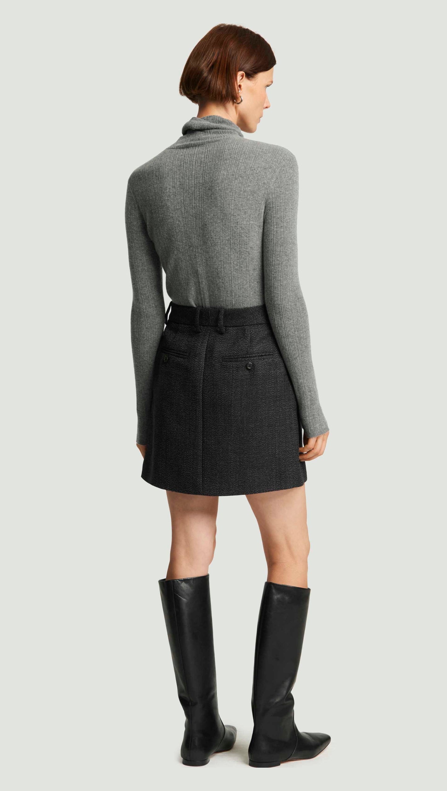 Mini Tailored Skirt in Tweed | Chocolate/Blue