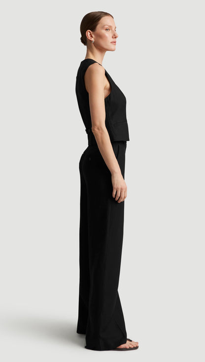 Waistcoat in Viscose Linen Twill | Black