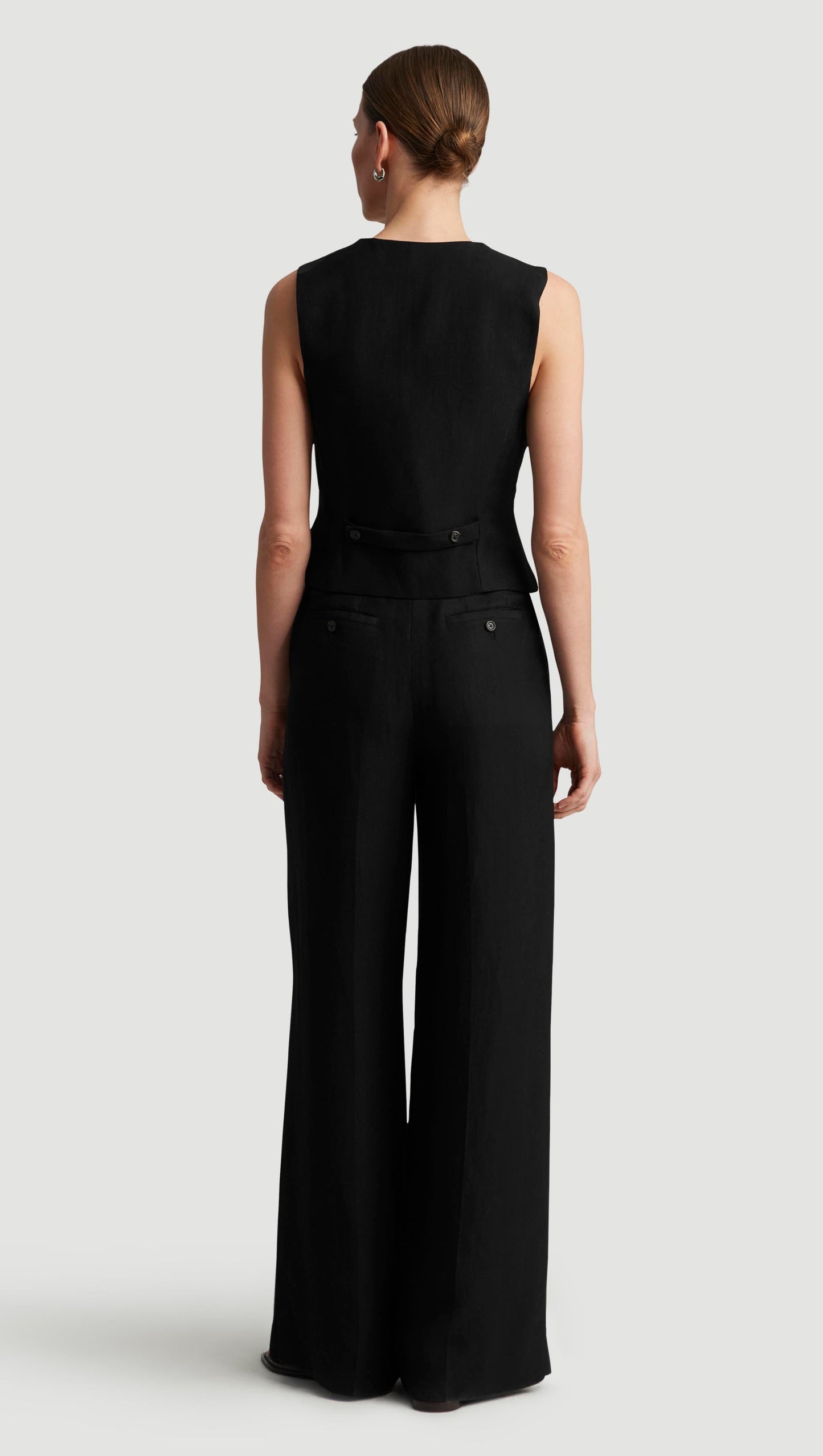 Waistcoat in Viscose Linen Twill | Black