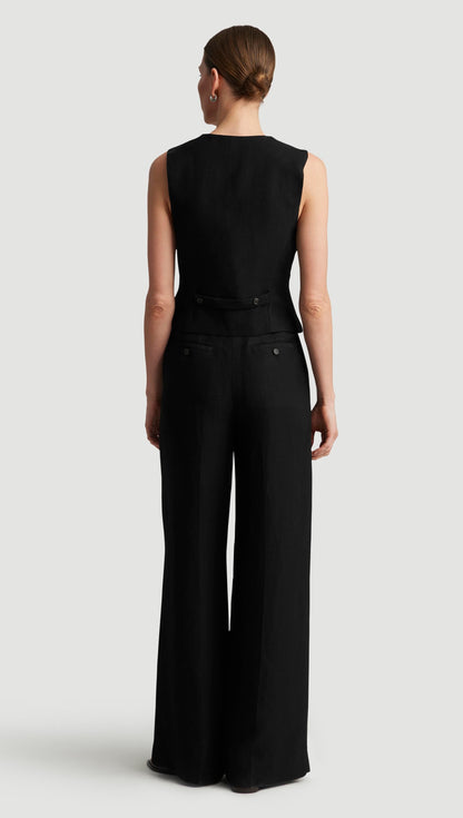 Waistcoat in Viscose Linen Twill | Black