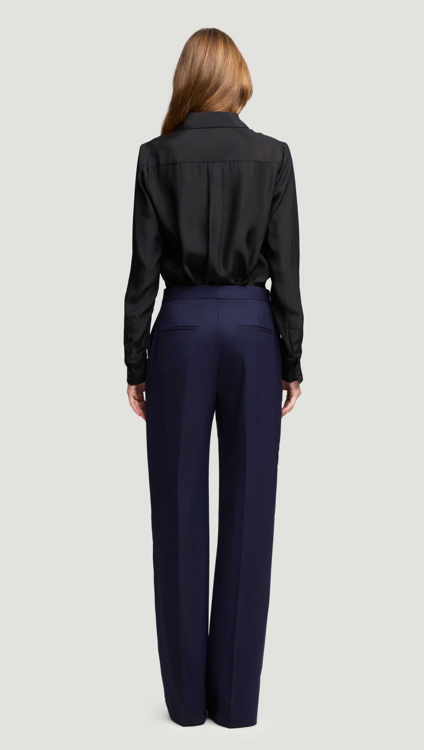 Wide Leg Trouser in Seasonless Wool | Navy