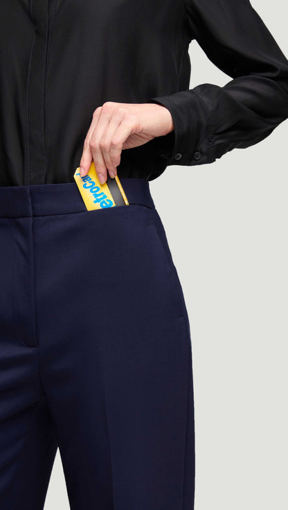 Wide Leg Trouser in Seasonless Wool | Navy