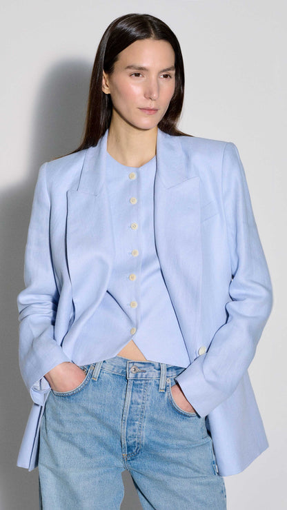 Brooklyn Blazer in Linen Twill | Glacier