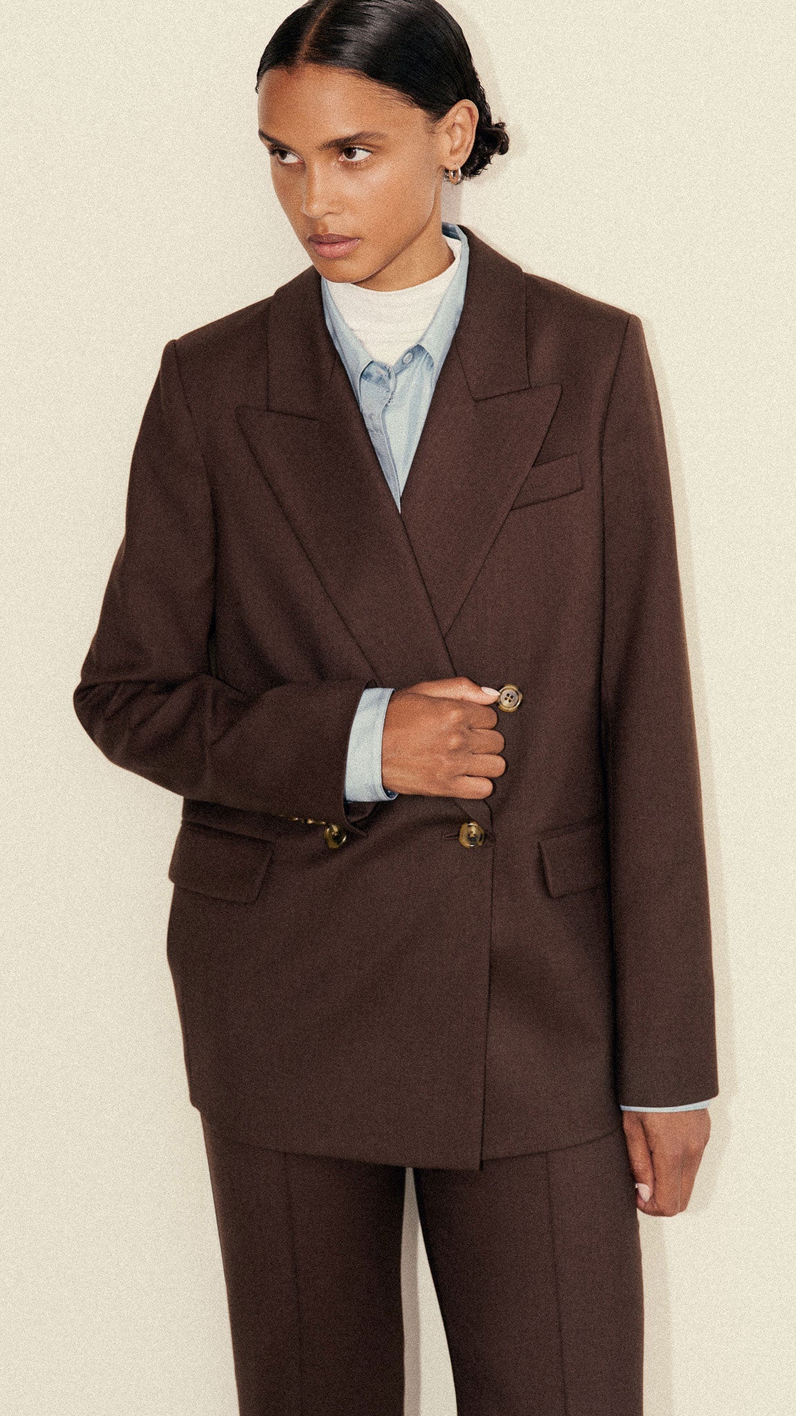Peak Lapel Blazer in Seasonless Wool | Espresso