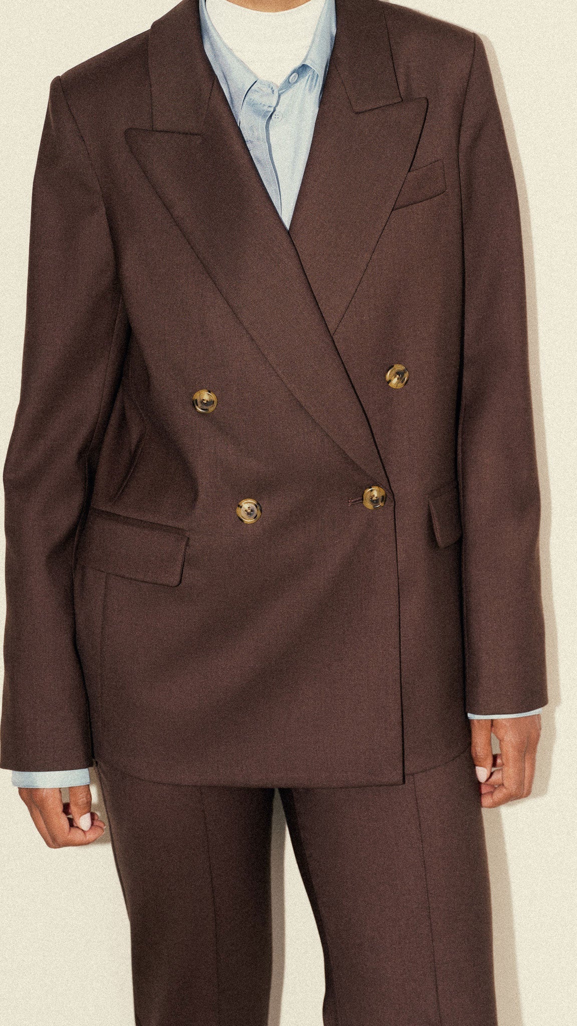 Peak Lapel Blazer in Seasonless Wool | Espresso
