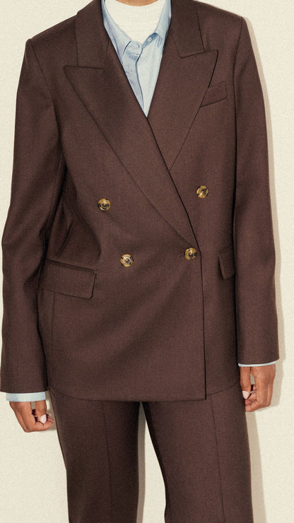 Peak Lapel Blazer in Seasonless Wool | Espresso