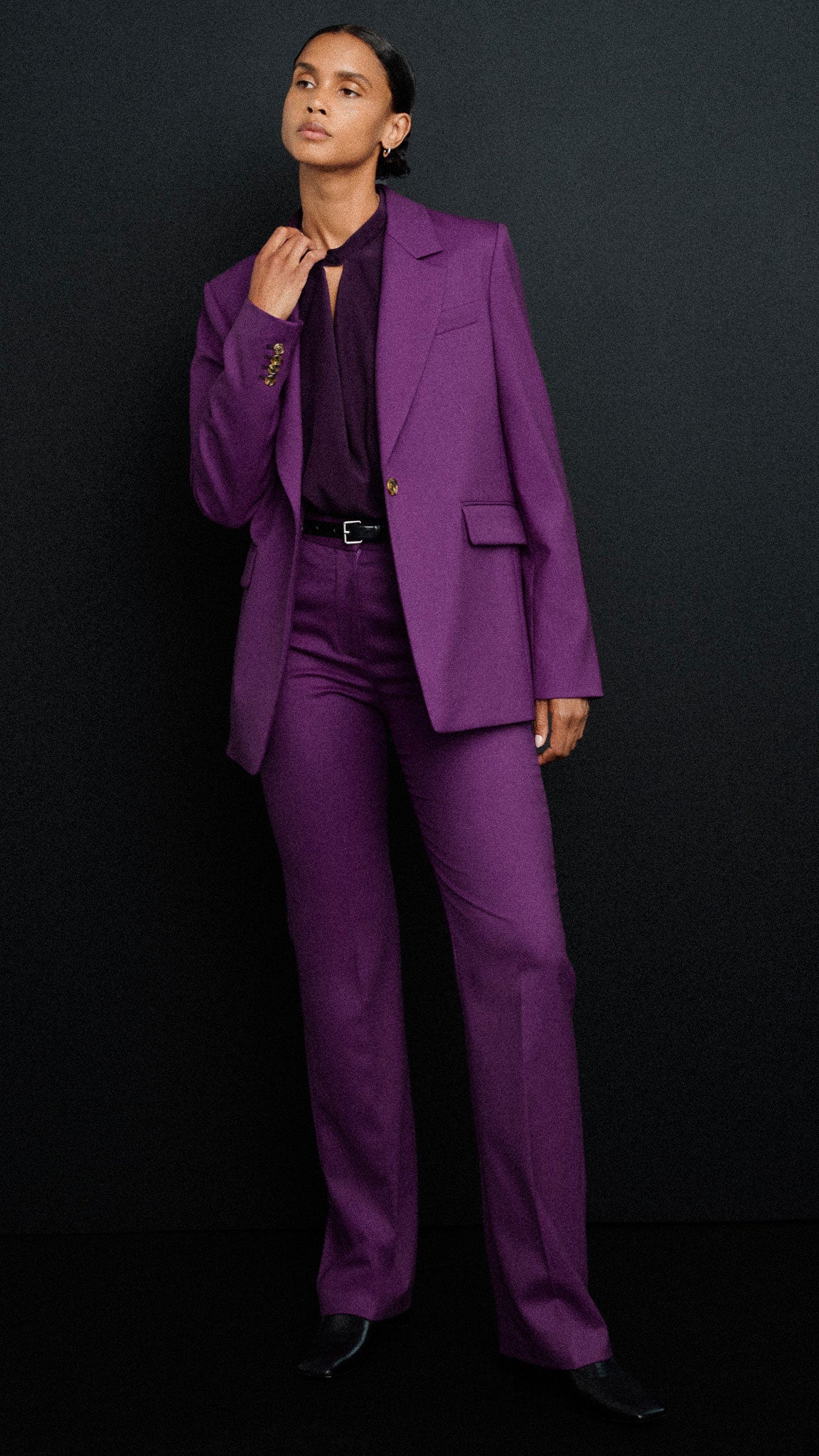 Notch Lapel Blazer in Seasonless Wool | Grape