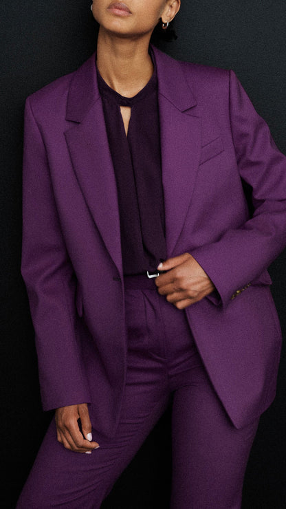 Notch Lapel Blazer in Seasonless Wool | Grape