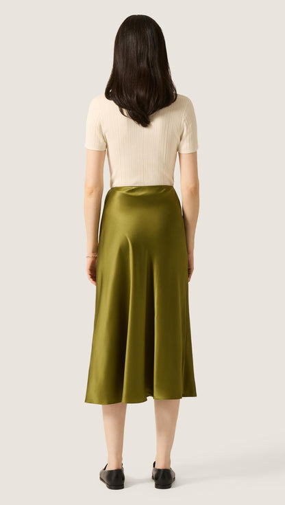 Bias Midi Skirt in Silk Charmeuse | Pickle