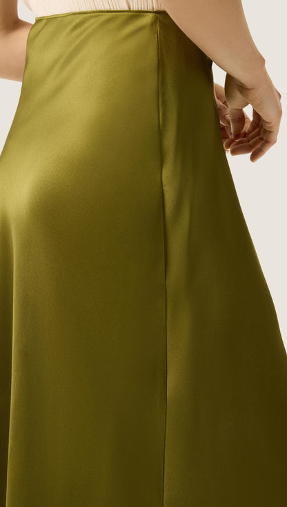 Bias Midi Skirt in Silk Charmeuse | Pickle