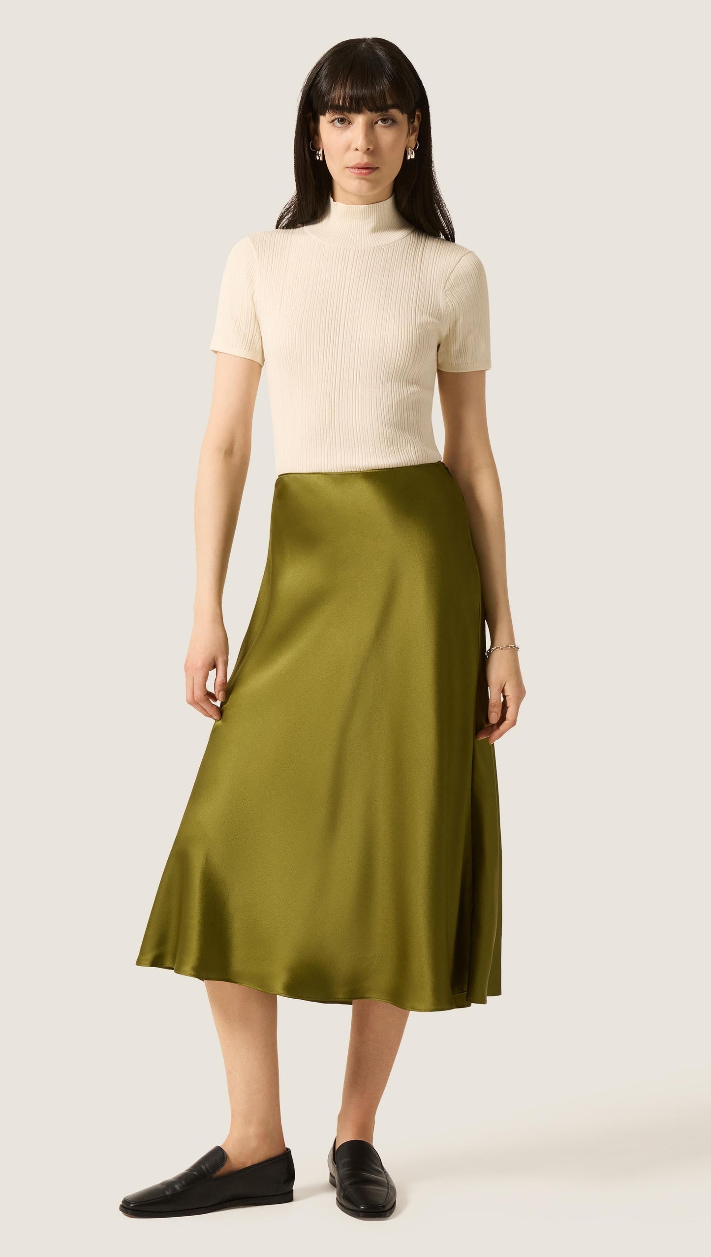 Bias Midi Skirt in Silk Charmeuse | Pickle