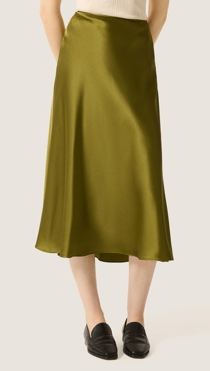 Bias Midi Skirt in Silk Charmeuse | Pickle