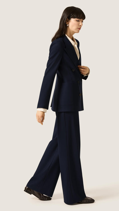 Wide Leg Trouser in Seasonless Wool | Midnight