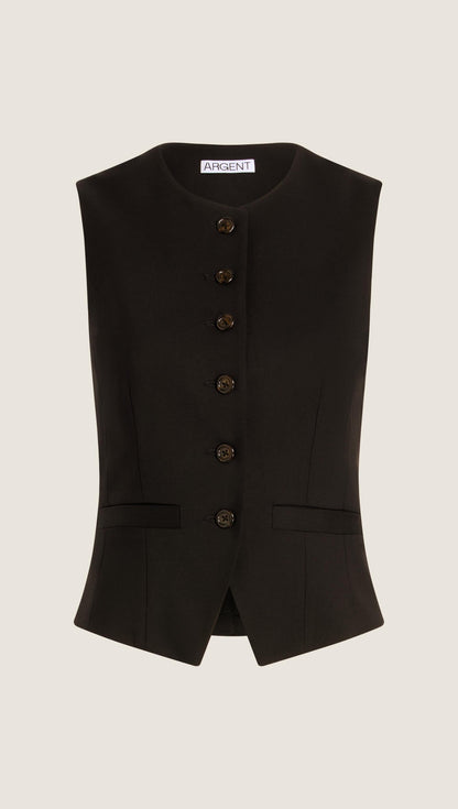 Cutaway Vest in Seasonless Wool | Black