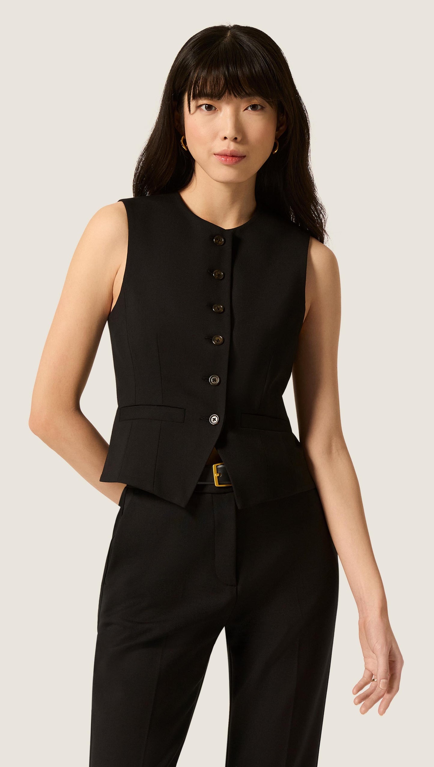 Cutaway Vest in Seasonless Wool | Black