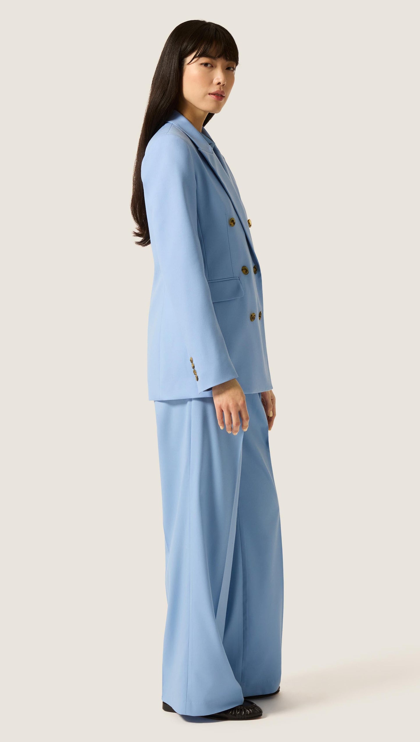 Double-Breasted Blazer in Seasonless Wool | Maya Blue
