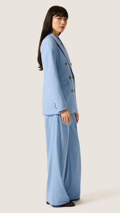 Double-Breasted Blazer in Seasonless Wool | Maya Blue