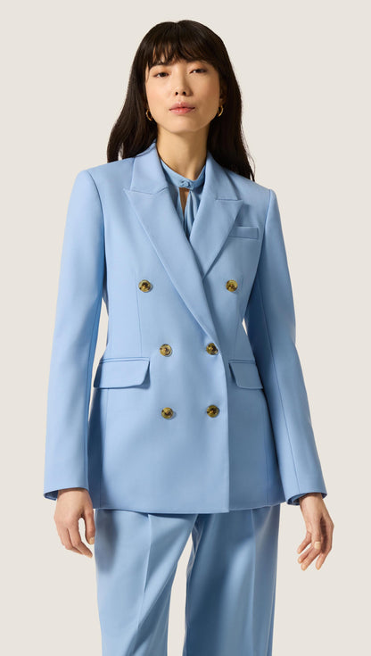 Double-Breasted Blazer in Seasonless Wool | Maya Blue