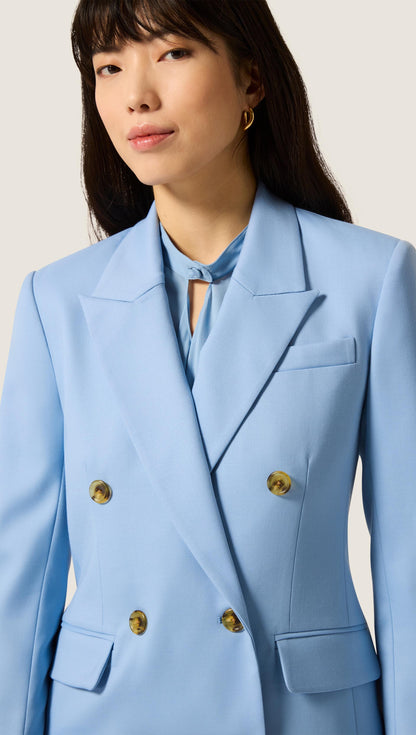 Double-Breasted Blazer in Seasonless Wool | Maya Blue