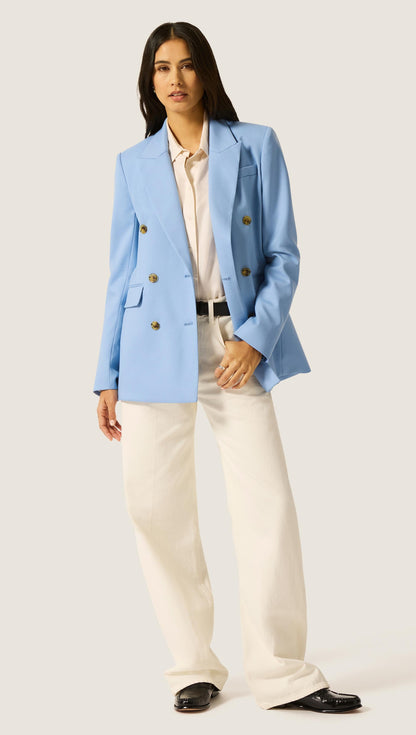 Double-Breasted Blazer in Seasonless Wool | Maya Blue
