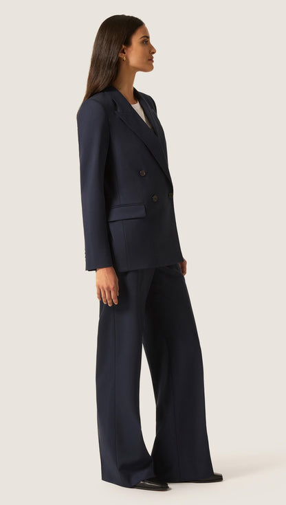 Wide Leg Trouser in Seasonless Wool | Midnight