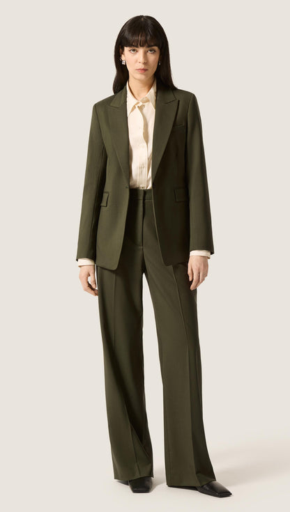 Wide Leg Trouser in Seasonless Wool | Olive
