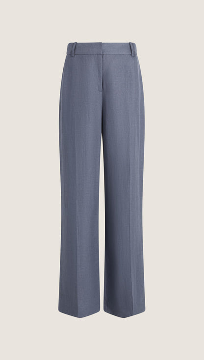 Soho Trouser in Basket Weave Linen | Blue Grey