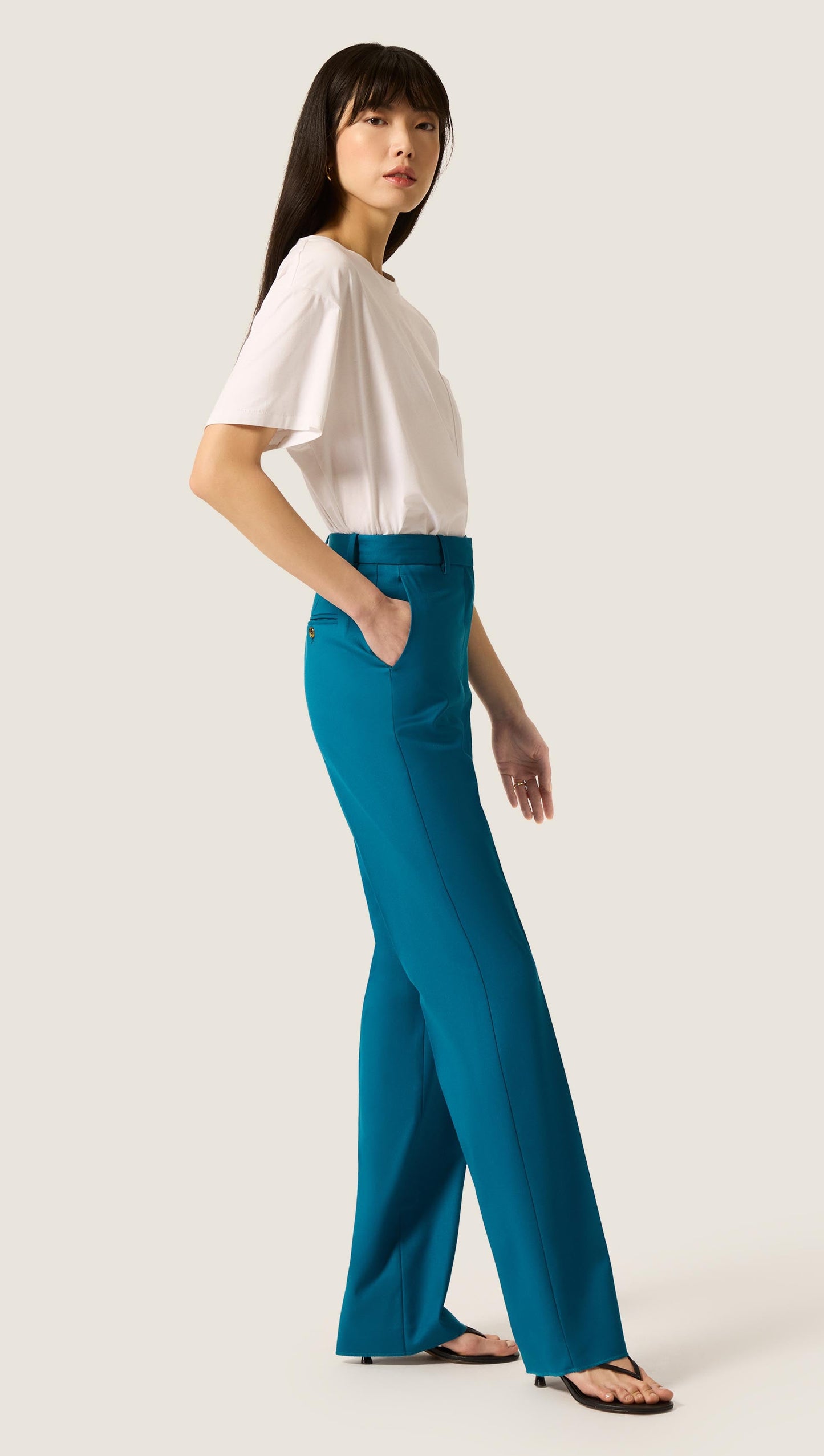 Straight Leg Trouser in Seasonless Wool | Ocean