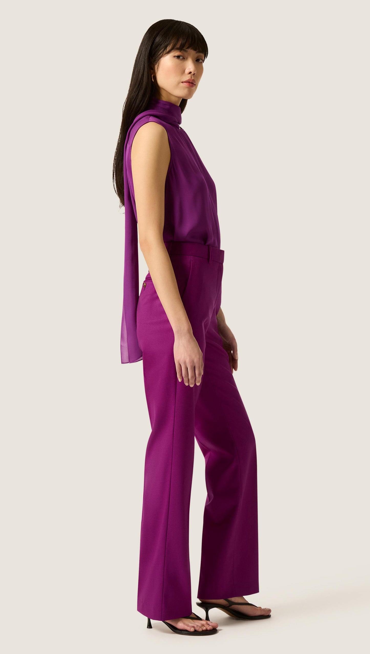Straight Leg Trouser in Seasonless Wool | Violet