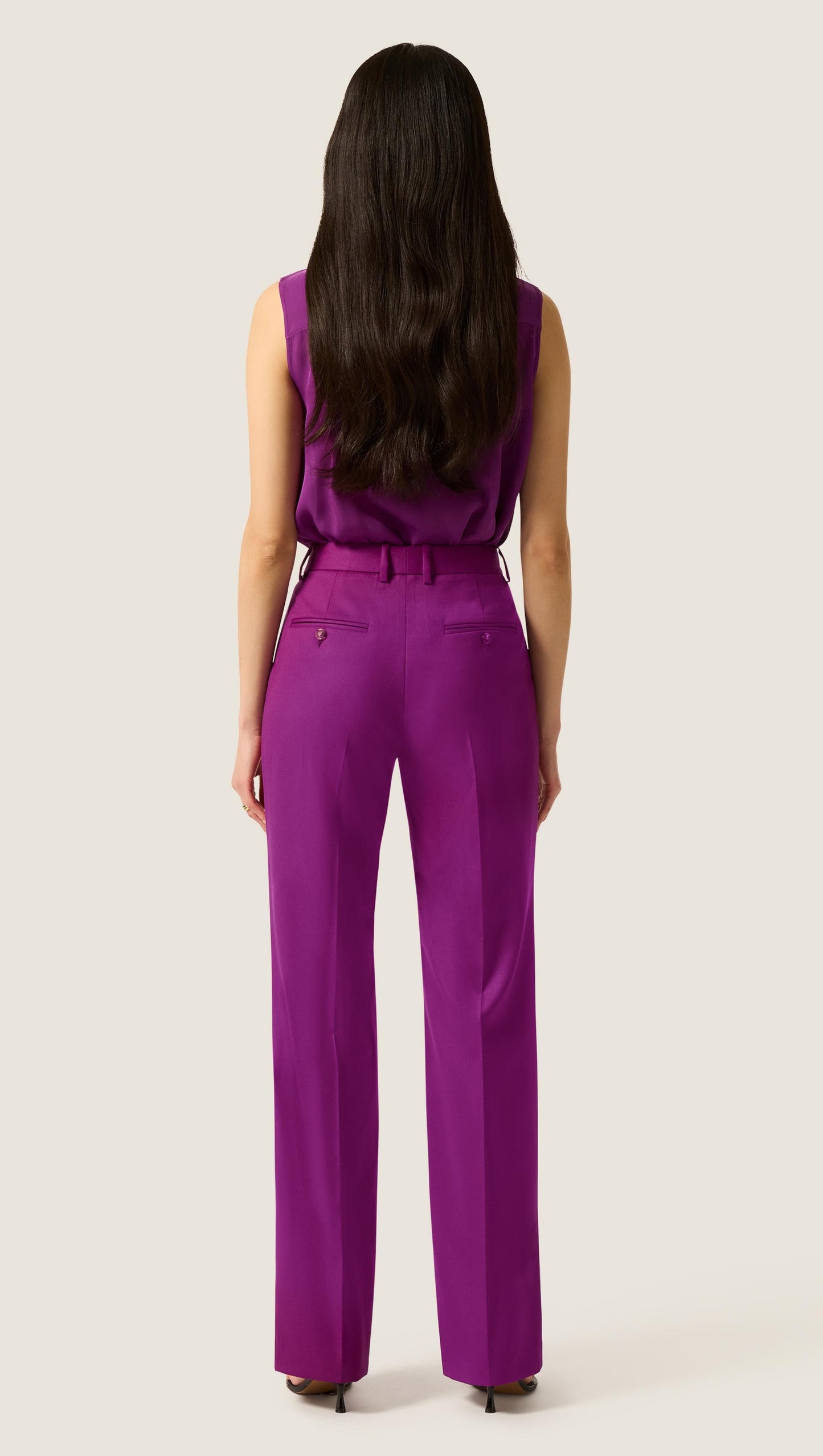 Straight Leg Trouser in Seasonless Wool | Violet