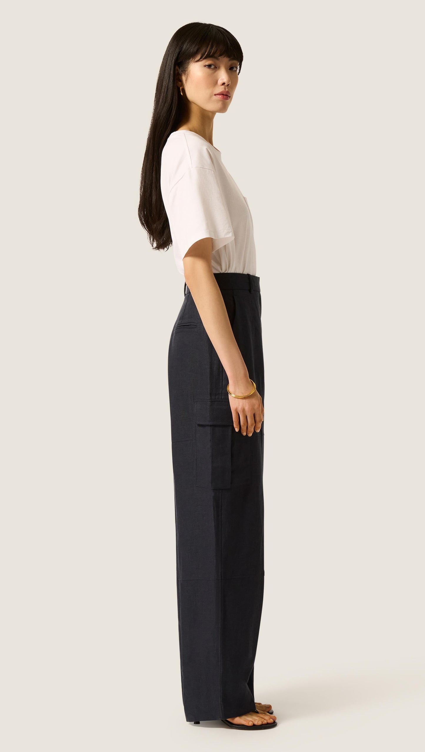 Tailored Cargo Pant in Linen Twill | Midnight