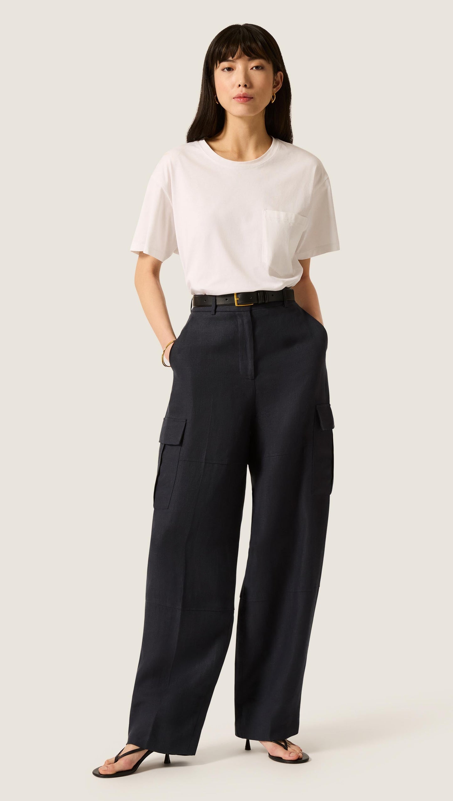 Tailored Cargo Pant in Linen Twill | Midnight