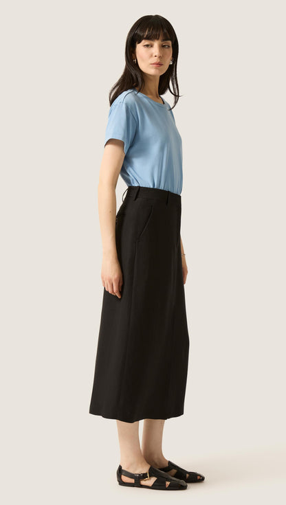 Tailored Skirt in Viscose Linen | Black