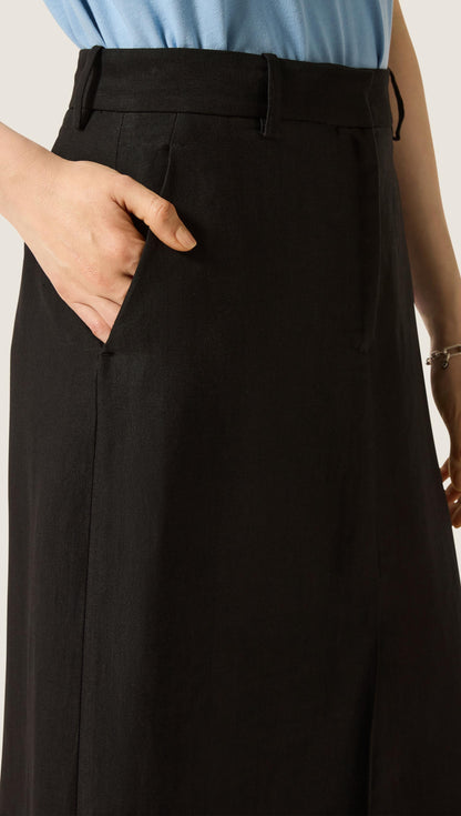 Tailored Skirt in Viscose Linen | Black