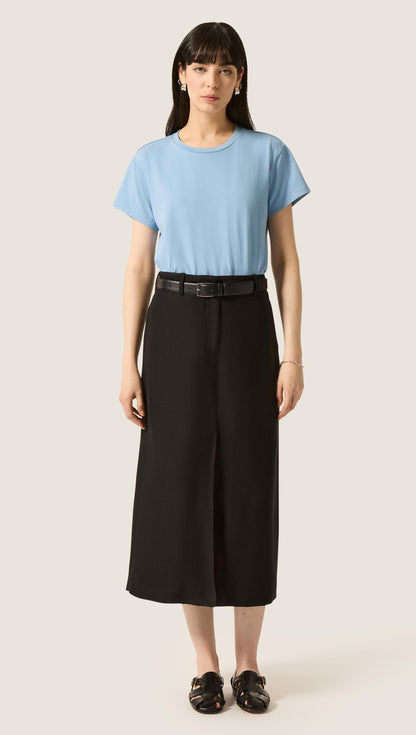 Tailored Skirt in Viscose Linen | Black