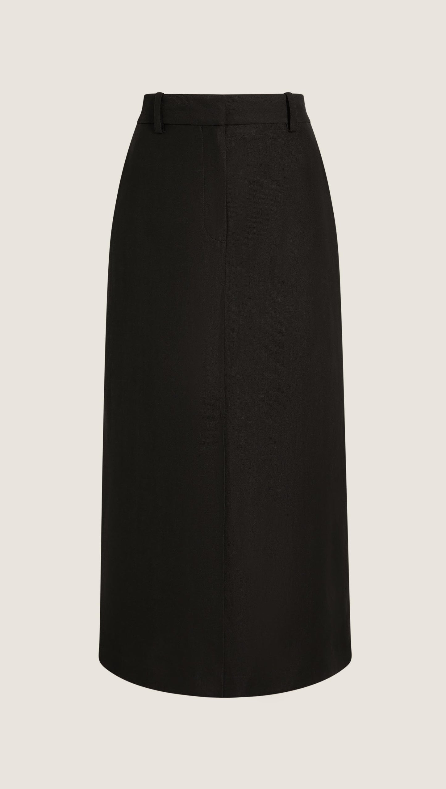 Tailored Skirt in Viscose Linen | Black