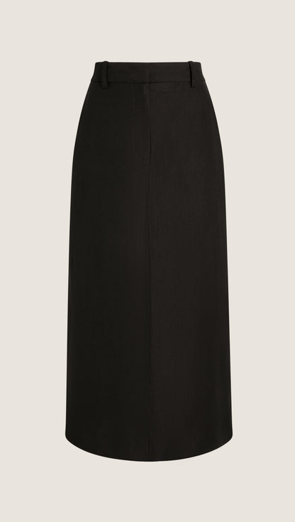 Tailored Skirt in Viscose Linen | Black