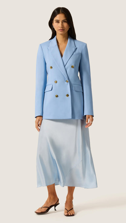 Double-Breasted Blazer in Seasonless Wool | Maya Blue