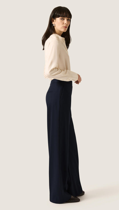 Wide Leg Trouser in Seasonless Wool | Midnight
