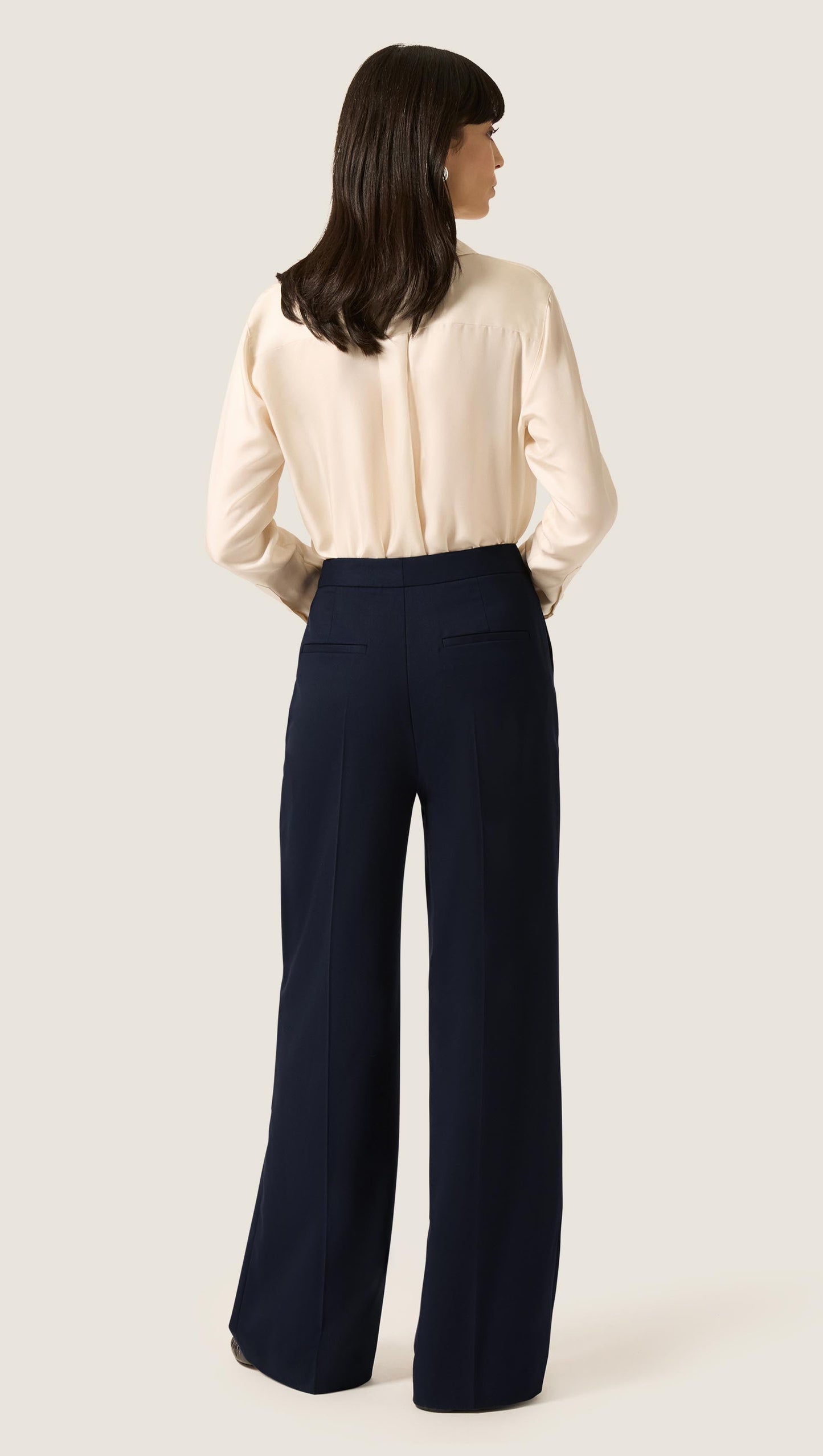 Wide Leg Trouser in Seasonless Wool | Midnight