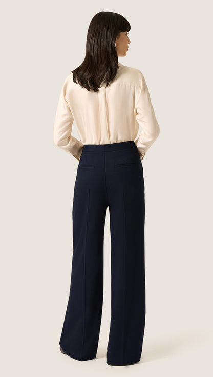 Wide Leg Trouser in Seasonless Wool | Midnight