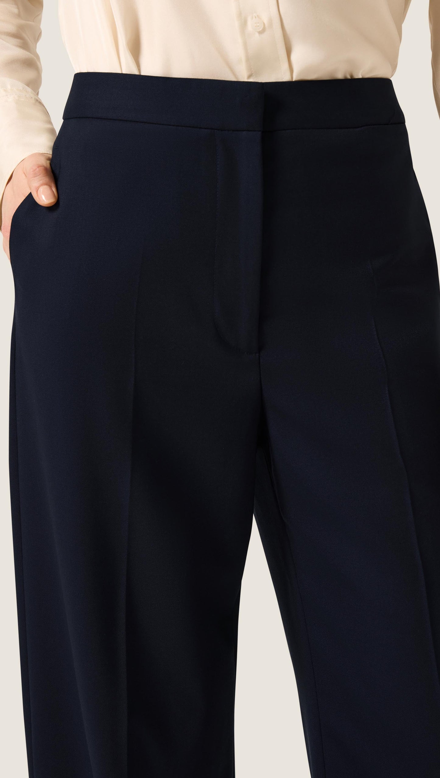 Wide Leg Trouser in Seasonless Wool | Midnight