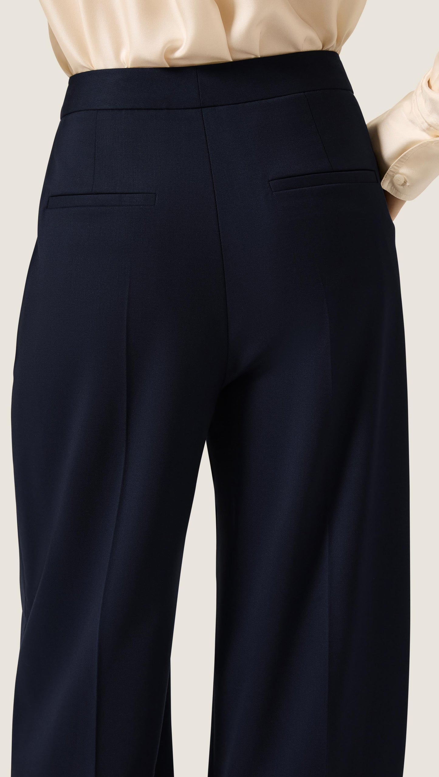 Wide Leg Trouser in Seasonless Wool | Midnight