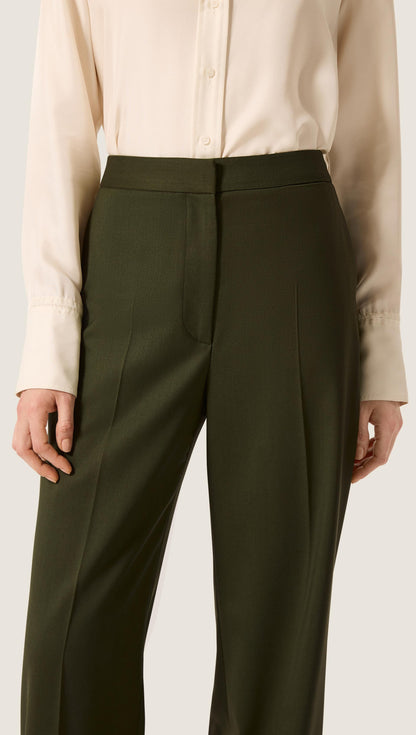 Wide Leg Trouser in Seasonless Wool | Olive